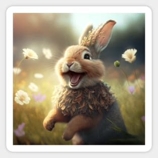 cheerful, laughing bunny Sticker